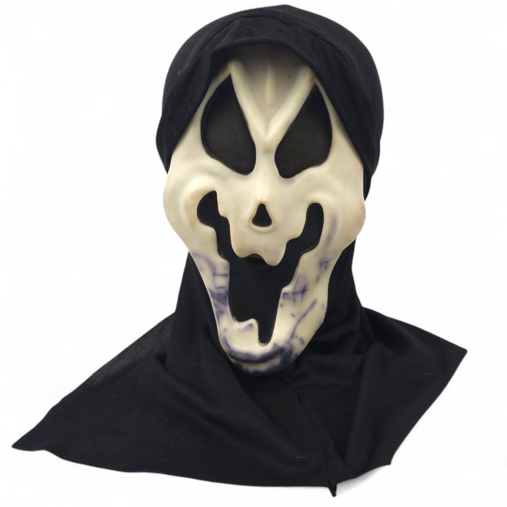 VTG Fun World Ghoul Smiley Ghost Face Mask Scream Halloween Shroud Costume Rare